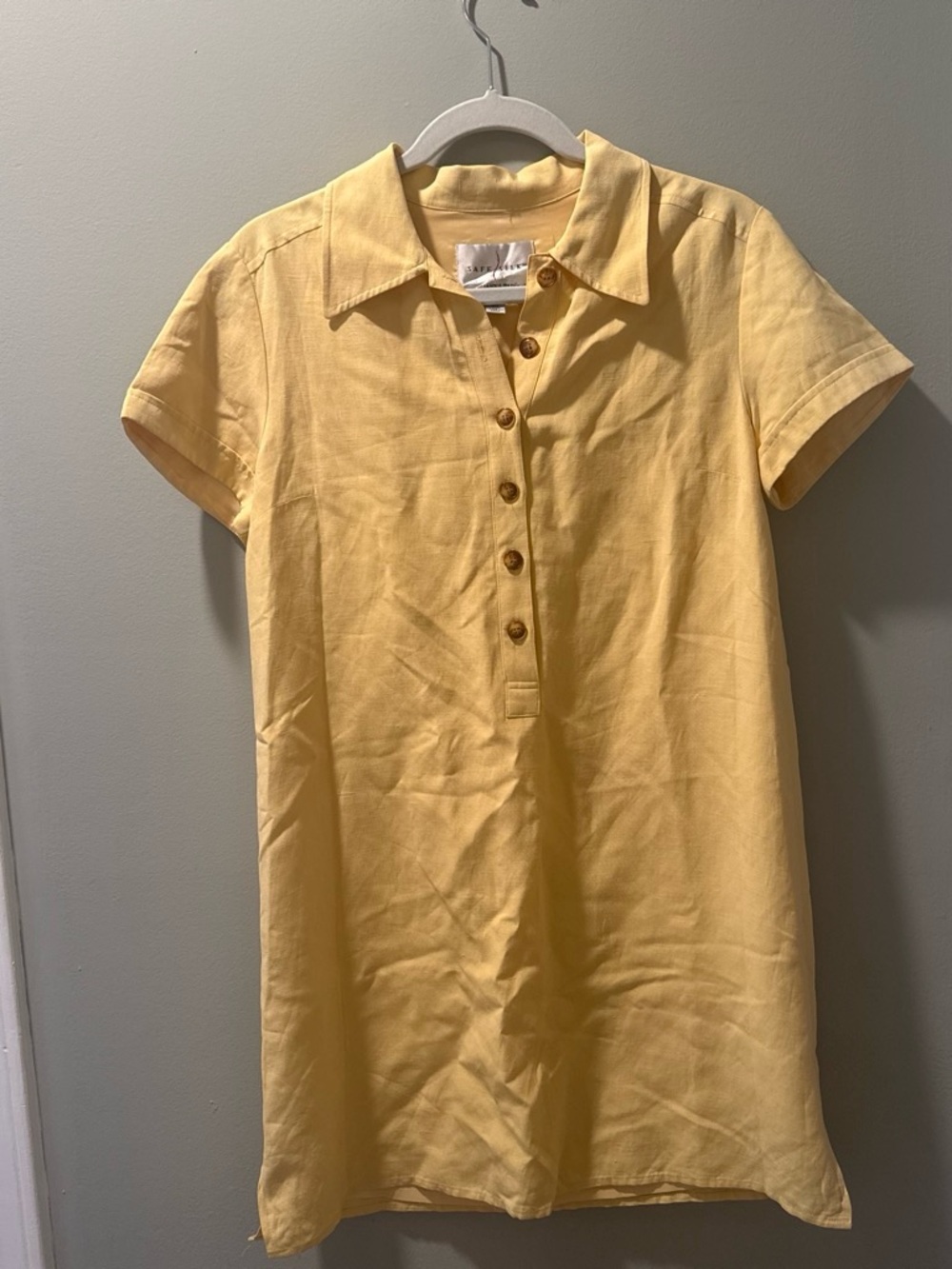 Adrianna Papell Lemon Yellow Short-Sleeve Polo Mini Dress